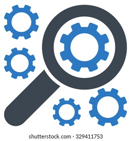 Search Tools vector icon. Style is bicolor flat symbol, smooth blue colors, rounded angles, white background.
