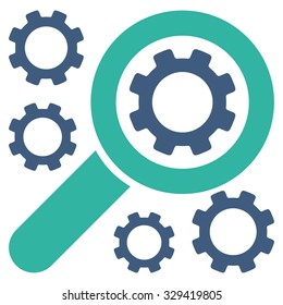 Search Tools vector icon. Style is bicolor flat symbol, cobalt and cyan colors, rounded angles, white background.
