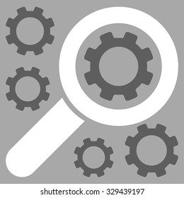 Search Tools vector icon. Style is bicolor flat symbol, dark gray and white colors, rounded angles, silver background.