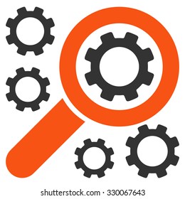 Search Tools vector icon. Style is bicolor flat symbol, orange and gray colors, rounded angles, white background.