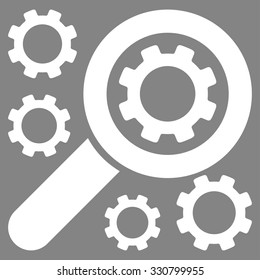 Search Tools vector icon. Style is flat symbol, white color, rounded angles, gray background.