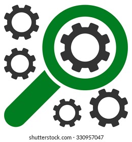 Search Tools vector icon. Style is bicolor flat symbol, green and gray colors, rounded angles, white background.