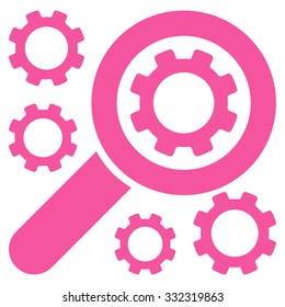 Search Tools vector icon. Style is flat symbol, pink color, rounded angles, white background.