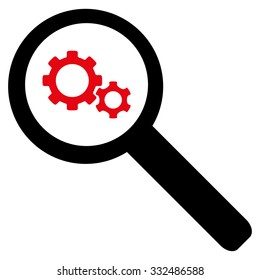 Search Tools vector icon. Style is bicolor flat symbol, intensive red and black colors, rounded angles, white background.