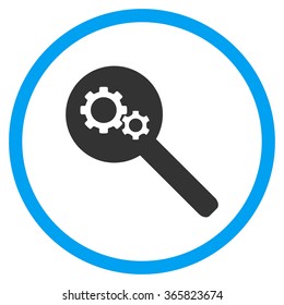 Search Tools vector icon. Style is bicolor flat circled symbol, blue and gray colors, rounded angles, white background.