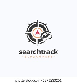 Search track logo design vector. Adventure path guide symbol template.