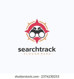 Search track logo design vector. Adventure path guide symbol template.