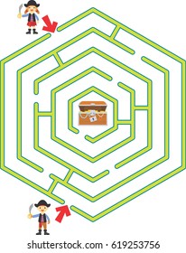 search for treasure maze. fun gaming for children. for children books. maze illustration 