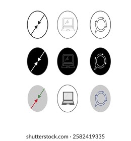 search, update and leptop content icons