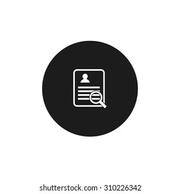 Search User Data Icon. Black Circle Pictogram. vector illustration