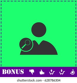 Search user icon flat. Simple vector symbol and bonus icon
