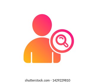 Search User icon. Profile Avatar with Magnifying glass sign. Person silhouette symbol. Classic flat style. Gradient find user icon. Vector