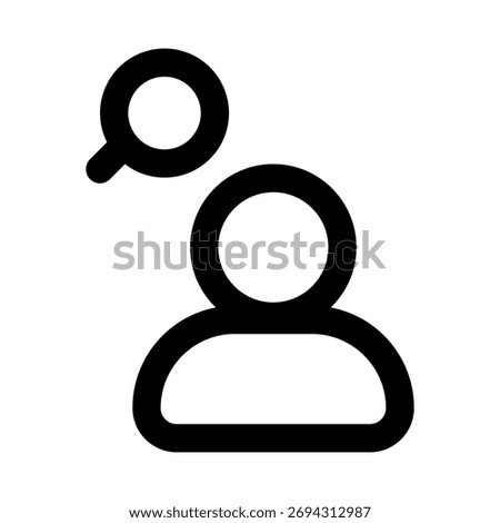 Search User and Profile icon in modern flat outline style illustrating account lookup, user discovery, and digital profile navigation