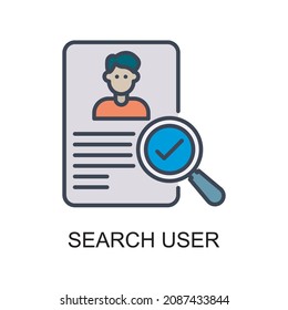 Ilustración de diseño de iconos del vector de búsqueda del usuario. Símbolo de aplicación web y móvil sobre archivo EPS 10 de fondo blanco