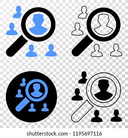 Search users EPS vector pictograph with contour, black and colored versions. Illustration style is flat iconic symbol on chess transparent background.