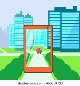 Search using your phone, way, augmented reality, city in phone