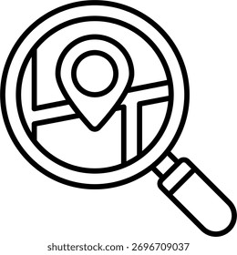 Search vector design in modern style, location finding and GPS tracking concept, map navigation illustration. Line Icon