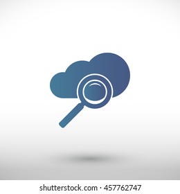 Search vector icon. Cloud pictogram. Graphic symbol for web design, logo. Isolated sign on a white background.
