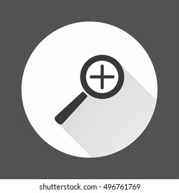 Search vector icon with long shadow. Black Illustration isolated for graphic and web design.
