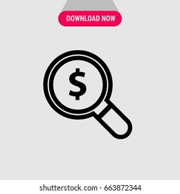 Search vector icon, Loupe with dollar sign in the middle symbol. Simple, modern flat vector illustration for mobile app, website or desktop app  