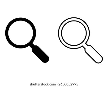Ícone de vetor de pesquisa. Símbolo de lupa, ícone de pesquisa clip-art, sinal de lente de zoom, digitalizar símbolo de pesquisa isolado, conjunto de ícones de vetor plano. Ilustração vetorial. 
