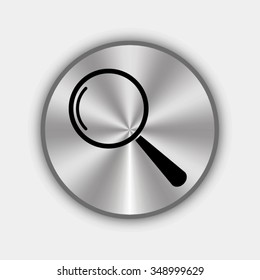 search vector icon - round metallic button