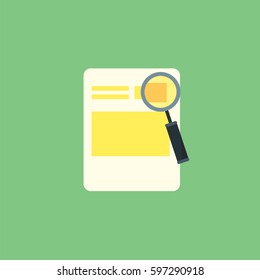 Search Vector Icon, Searcher loupe on the newspaper symbol. Simple, modern flat vector illustration for mobile app, website or desktop app 