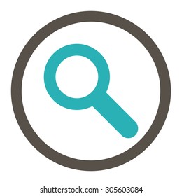 Search vector icon. This rounded flat symbol is drawn with grey and cyan colors on a white background.