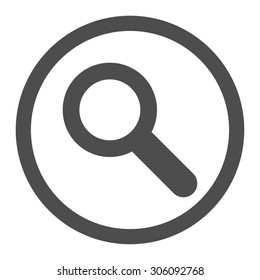 Search vector icon. This rounded flat symbol is drawn with gray color on a white background.