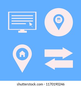 search vector icons set. with house location, left right arrows, store location and computer cursor in set