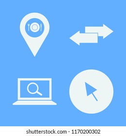 search vector icons set. with location restaurant, left right arrows, find concept and cursor in set