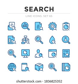 Search vector line icons set. Thin line design. Outline graphic elements, simple stroke symbols. Search icons