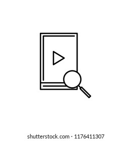 search video files icon. Element of seo and online marketing icon for mobile concept and web apps. Thin line search video files icon can be used for web and mobile
