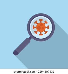 Vector plano del icono de búsqueda de virus. Enfermedad por drogas. inmune a la medicación