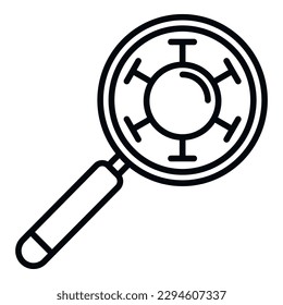Durchsuchen Sie das Virus-Symbol, Vektorgrafik. Drogenkrankheit. Immunsystem
