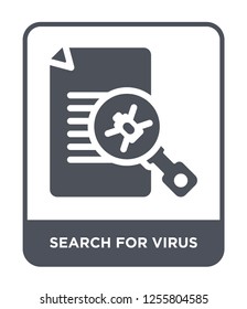 search for virus icon vector on white background, search for virus trendy filled icons from Internet security and networking collection, search for virus simple element illustration
