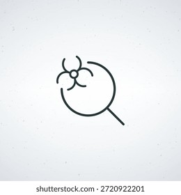 Search for virus, A simple line drawing of a magnifying glass with a virus