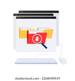 Search for viruses in file folder. Antivirus software searching spam and viruses