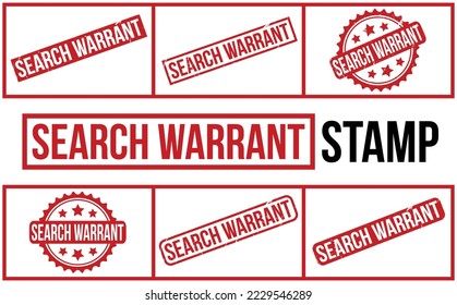 Search Warrant Rubber Stamp Set Vector