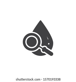 Search water resource vector icon. filled flat sign for mobile concept and web design. Water drop and magnifier glyph icon. Symbol, logo illustration. Vector graphics