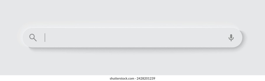Search web bar with magnifying glass and mic icon neumorphism design
