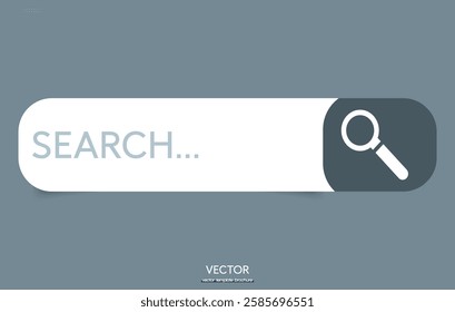 Search web bar with magnifying glass and mic icon design. search bar Internet browser engine color black, white, blue. internet browser engine with search box, address bar and text field.