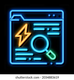Buscar vector de signo de luz de neón de Web Info. Icono brillante Búsqueda de información Web. ilustración de símbolo transparente