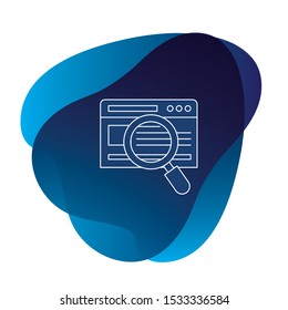
Search web page line icon with white background