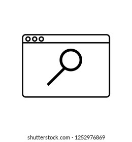 Search the web page sign. Loupe on internet pop up sign