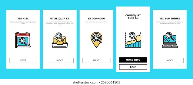 search web website internet onboarding mobile vector computer information, business technology, research interface, online, browser search web website internet illustrations