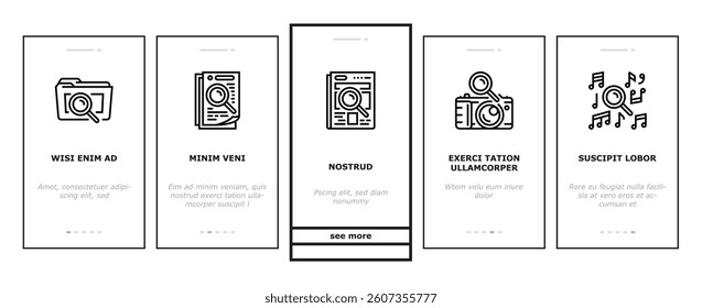 search web website internet onboarding mobile vector computer information, business technology, research interface, online, browser search web website internet illustrations