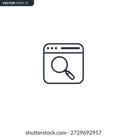 Suche Webseite, lineares Design für mobiles Konzept und Webdesign. Symbol, Logo-Abbildung. Pixel perfekte Vektorgrafik