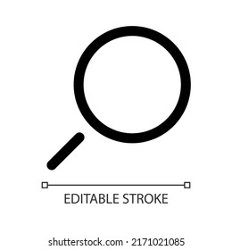 Search white linear ui icon. Find information online. Seek for query result. GUI, UX design. Outline isolated user interface element for app and web. Editable stroke. Arial font used
