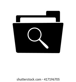 Search - white vector  icon; black folder